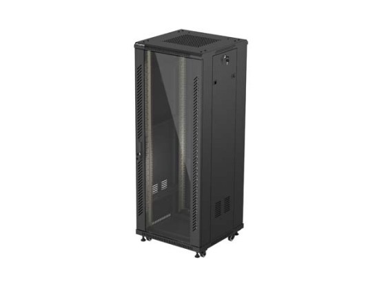DULAP RACK 19" LIBER 32U/600X600 (PACHET PLAT) CU UȘĂ DIN STICLĂ NEGRU LANBERG