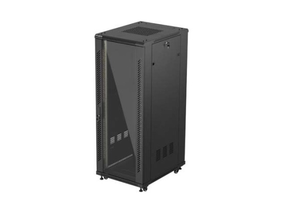 DULAP RACK 19" LIBER 32U/600X800 (PACHET PLAT) CU UȘĂ DIN STICLĂ NEGRU LANBERG