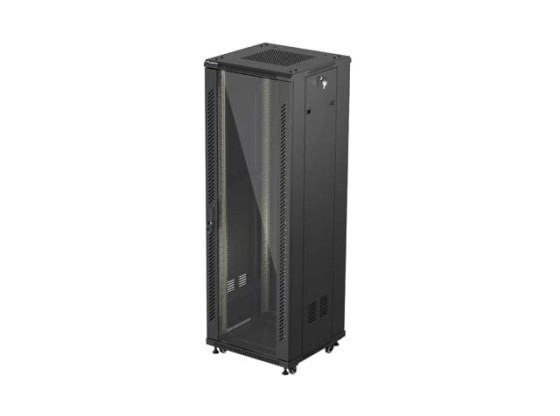 DULAP RACK 19" LIBER 37U/600X600 (PACHET PLAT) CU UȘĂ DIN STICLĂ NEGRU LANBERG