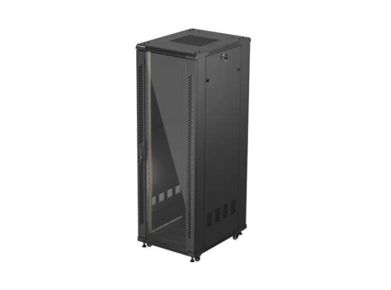 DULAP RACK 19" LIBER 37U/600X800 (PACHET PLAT) CU UȘĂ DIN STICLĂ NEGRU LANBERG