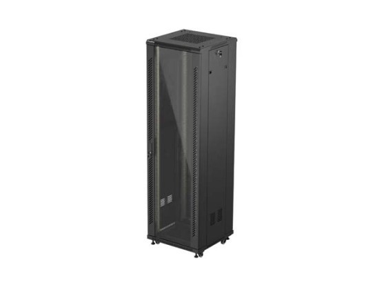 DULAP RACK 19" LIBER 42U/600X600 (PACHET PLAT) CU UȘĂ DIN STICLĂ NEGRU LANBERG