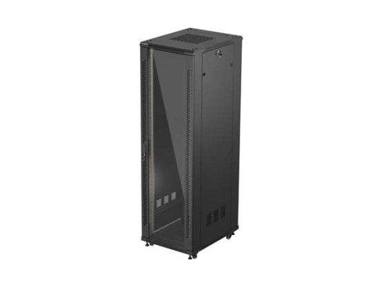 DULAP RACK 19" LIBER 42U/600X800 (PACHET PLAT) CU UȘĂ DIN STICLĂ NEGRU LANBERG