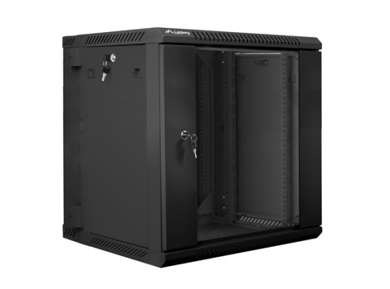 DULAP RACK 19" CU SECȚIUNE DUBLĂ CU MONTARE PE PERETE 12U/600X600 (PACHET PLAT) NEGRU LANBERG