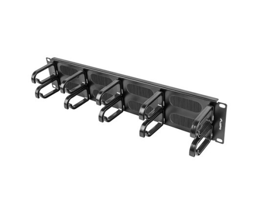 19" PANOU DE GESTIONARE A CABLURILOR DE GESTIONARE A CABLURILOR PERIE 10 INELE TIP B 2U NEGRU LANBERG