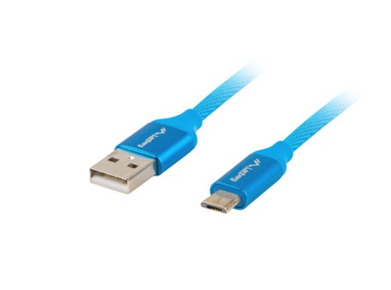 USB MICRO(M)-&gt;USB-A(M) 2.0 CABLU 1.8M ALBASTRU PREMIUM QC 3.0 LANBERG