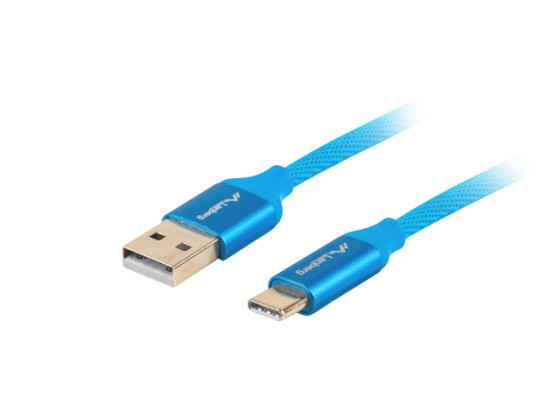 USB-C(M)-&gt;USB-A(M) 2.0 CABLU 1M ALBASTRU PREMIUM QC 3.0 LANBERG