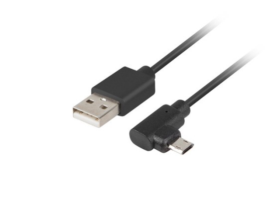 CABLU USB MICRO(M)-&gt;USB-A(M) 2.0 CABLU 1.8M ÎNCLINAT STÂNGA/DREAPTA MICRO EASY-USB NEGRU LANBERG
