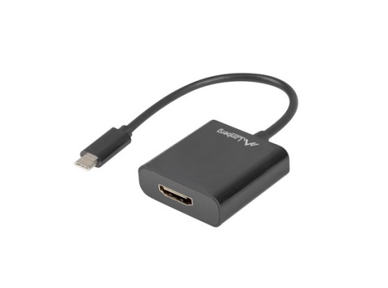 CABLU ADAPTOR USB-C(M) 3.1-&gt;HDMI(F) 15CM (DISPLAYPORT ALT MODE) NEGRU LANBERG