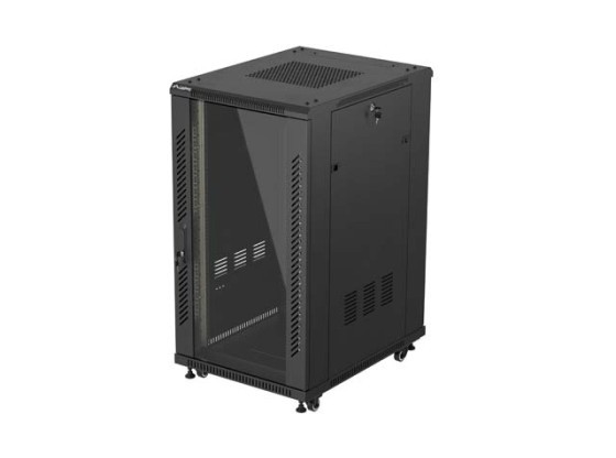 DULAP DE INSTALARE RACK 19" 22U 600X800 NEGRU STICLA USA LANBERG (PACHET PLAT)