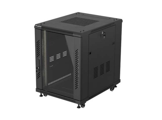 RACK DE INSTALARE 19" 15U 600X800 NEGRU LANBERG UȘĂ DE STICLĂ (PACHET PLAT)