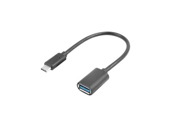 USB-C(M) 3.1-&gt;USB-A(F) CABLU ADAPTOR 15CM NEGRU OTG LANBERG