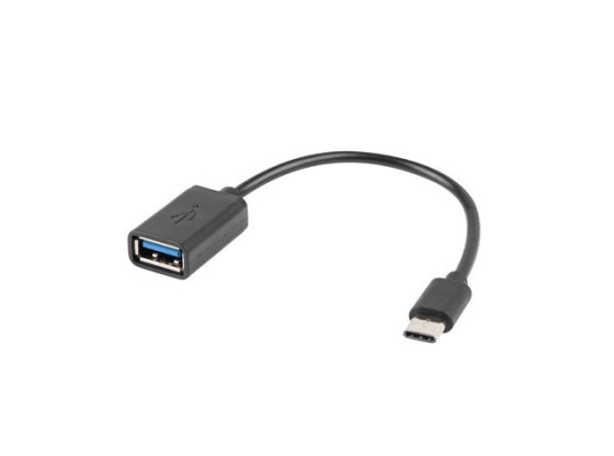 USB-C(M) 2.0-&gt;USB-A(F) CABLU ADAPTOR 15CM OTG NEGRU LANBERG