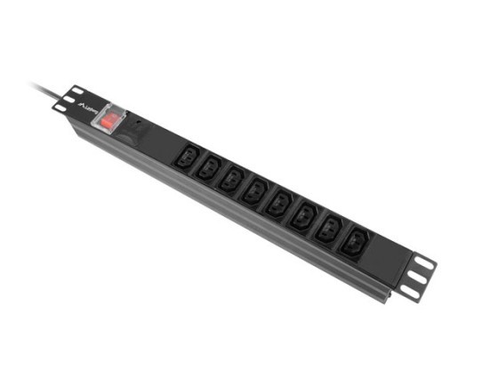 UNITATE DE DISTRIBUȚIE A ENERGIEI (PDU) 19" LANBERG 1U 16A 2M 8X IEC C13 PRIZE NEGRU C20