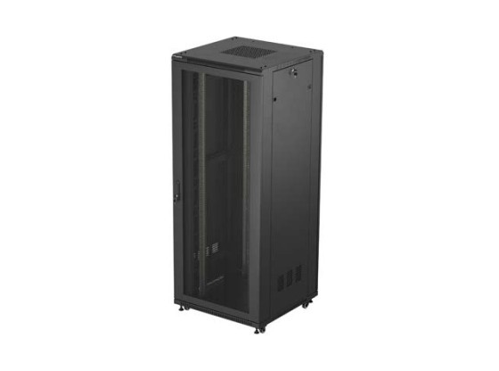 DULAP RACK 19" CU RAFTURI 42U/800X800 (PACHET PLAT) CU UȘĂ CU PLASĂ NEAGRĂ LANBERG