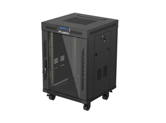 DULAP RACK 19" LIBER 15U/600X600 (PACHET PLAT) CU UȘĂ DIN STICLĂ LCD NEGRU LANBERG V2