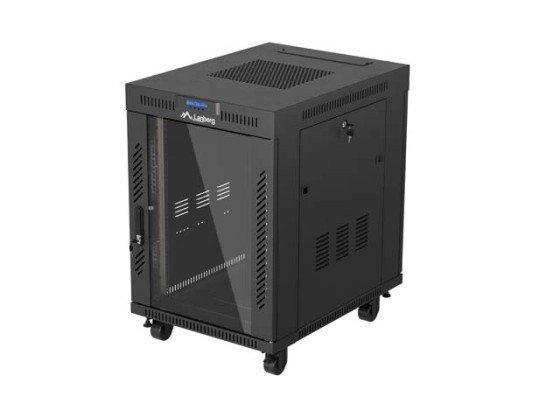 DULAP RACK 19" LIBER 15U/600X800 (PACHET PLAT) CU UȘĂ DIN STICLĂ LCD NEGRU LANBERG V2