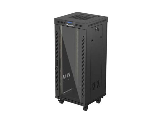 DULAP RACK 19" LIBER 27U/600X600 (PACHET PLAT) CU UȘĂ DIN STICLĂ LCD NEGRU LANBERG V2