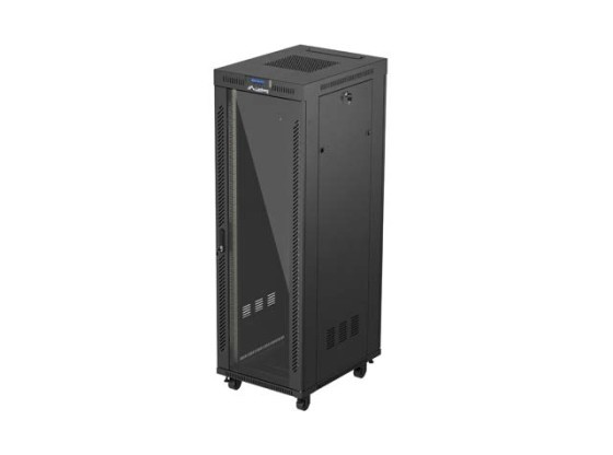 DULAP RACK 19" LIBER 37U/600X800 (PACHET PLAT) CU UȘĂ DE STICLĂ LCD NEGRU LANBERG V2