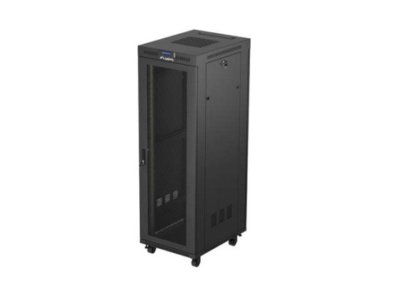 DULAP RACK 19" CU RAFTURI 37U/600X800 (PACHET PLAT) CU UȘĂ CU PLASĂ LCD NEGRU LANBERG V2