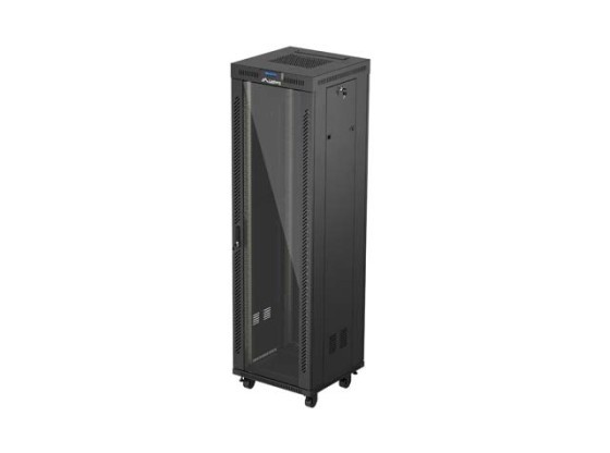 DULAP RACK 19" LIBER 42U/600X600 (PACHET PLAT) CU UȘĂ DIN STICLĂ LCD NEGRU LANBERG V2