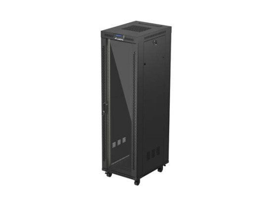 DULAP RACK 19" LIBER 42U/600X800 (PACHET PLAT) CU UȘĂ DIN STICLĂ LCD NEGRU LANBERG V2