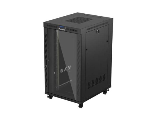 DULAP RACK 19" LIBER 27U/800X1000 (PACHET PLAT) CU UȘĂ DIN STICLĂ LCD NEGRU LANBERG V2