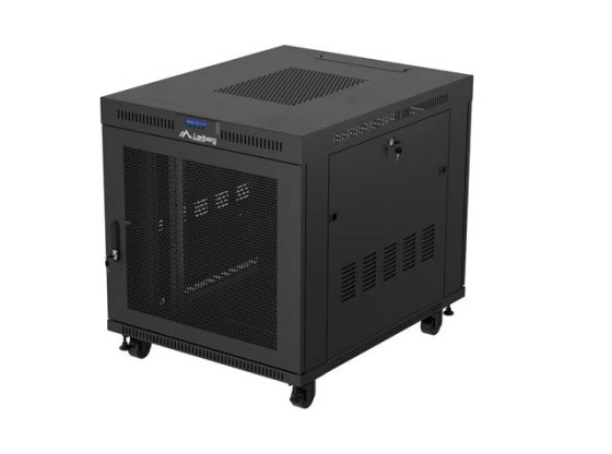 DULAP RACK 19" CU RAFTURI 15U/800X1000 (PACHET PLAT) NEGRU CU UȘĂ DIN STICLĂ LCD LANBERG V2