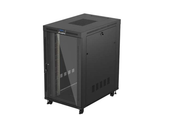 DULAP RACK 19" LIBER 27U/800X1200 (PACHET PLAT) CU UȘĂ DE STICLĂ LCD NEGRU LANBERG