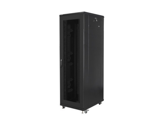 DULAP RACK 19" LIBER 42U/800X800 CU UȘĂ PERFORATĂ BLACK LANBERG (ASAMBLAT)