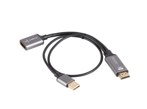 HDMI(M)->DISPLAYPORT(F) 4K ADAPTOR PE CABLU 20CM ARGINTIU LANBERG