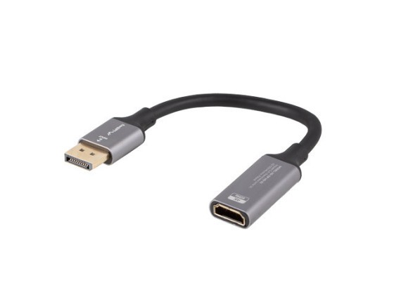 DISPLAYPORT(M)->HDMI(F) 4K ADAPTOR PE CABLU 20CM ARGINTIU LANBERG