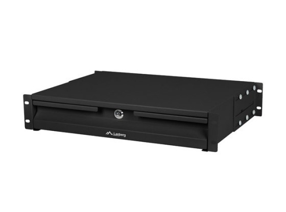 SERTAR PENTRU DULAPURI 19" 2U 360MM NEGRU LANBERG (2U/483X360MM CAPACITATE DE ÎNCĂRCARE PÂNĂ LA 90KG, MONTARE ÎN 4 PUNCTE)