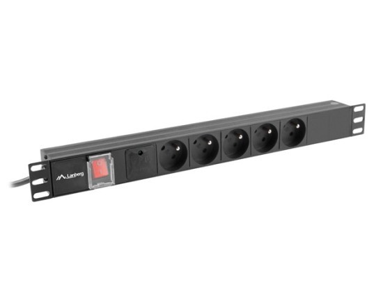 POWER STRIP RACK PDU 19" LANBERG 1U 16A 5X 230V PL 2M NEGRU