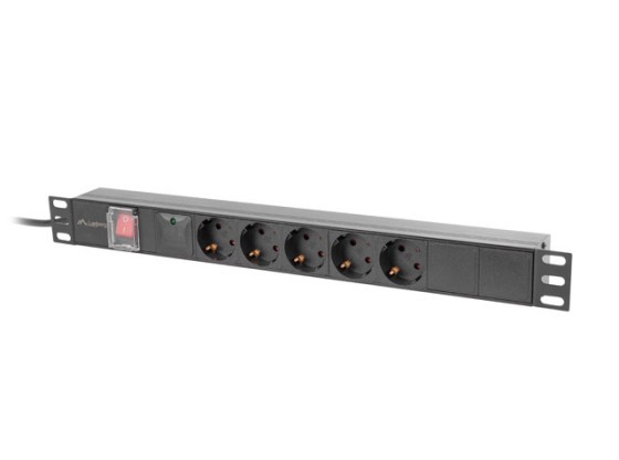 POWER STRIP RACK PDU 19" LANBERG 1U 16A 5X 230V SCHUKO 2M NEGRU