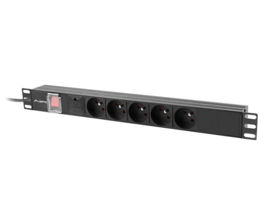 POWER STRIP RACK PDU 19" LANBERG 1U 10A 5X 230V PL 2M NEGRU C14
