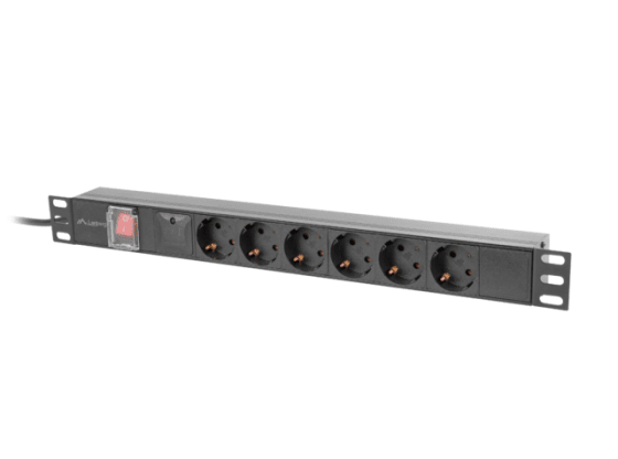 POWER STRIP RACK PDU 19" LANBERG 1U 16A 6X 230V SCHUKO 2M NEGRU