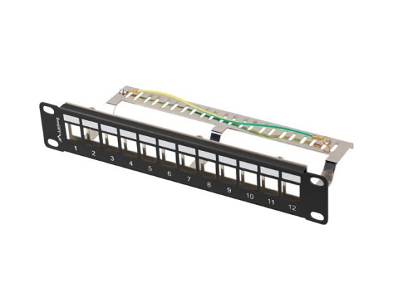 PATCH PANEL BLANK 12 PORTURI 1U 19" FTP PENTRU MODULE KEYSTONE NEGRU LANBERG V2