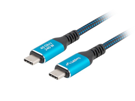 CABLU USB-C M/M USB4 1M 240W 8K 60HZ BLACK-BLUE LANBERG