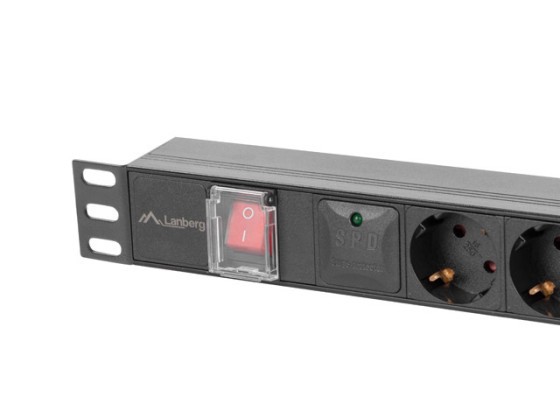 POWER STRIP RACK PDU 19" LANBERG 1U 10A 5X SCHUKO 2M NEGRU C14