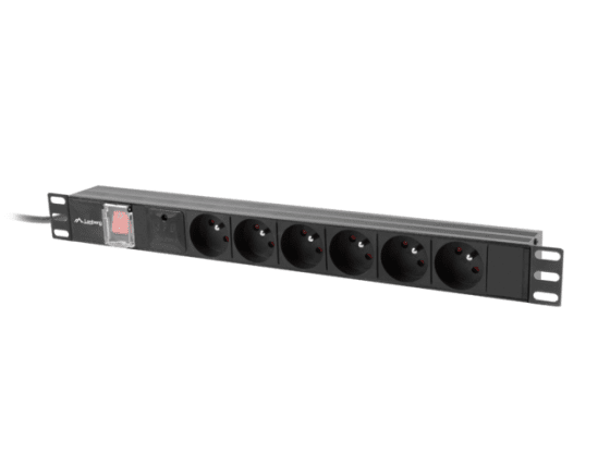 POWER STRIP RACK PDU 19" LANBERG 1U 10A 6X 230V PL 2M NEGRU C14