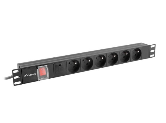 POWER STRIP RACK PDU 19" LANBERG 1U 10A 6X 230V PL 2M NEGRU C14