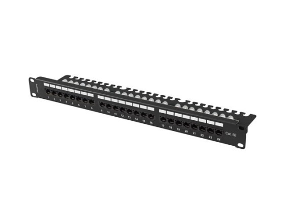 PATCH PANEL 24 PORT 1U 19" CAT.5E UTP CU RAFT NEGRU LANBERG