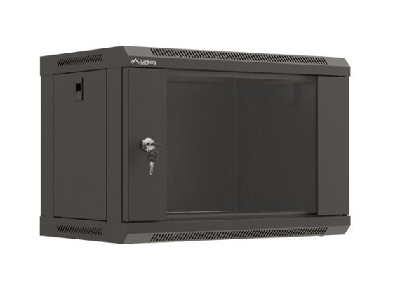 RACK DE INSTALARE 19" 6U 540X350 NEGRU CU UȘĂ DIN STICLĂ LANBERG (PACHET PLAT)