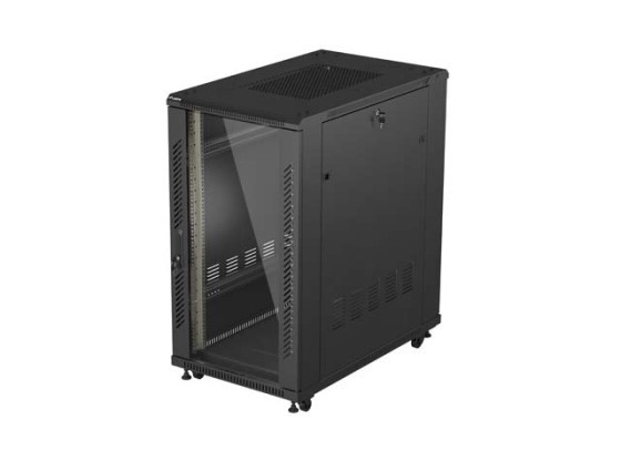 RACK DE INSTALARE 19" 22U 600X1000 NEGRU LANBERG UȘĂ DE STICLĂ (PACHET PLAT)