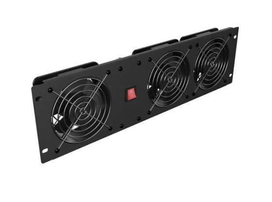 PANOU DE VENTILAȚIE VERTICAL 19" 3U PENTRU RACK TREI VENTILATOARE 230V NEGRU LANBERG