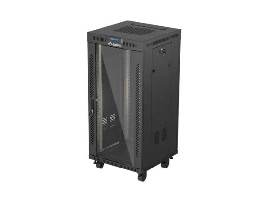 RACK DE INSTALARE 19" 24U 600X600 NEGRU UȘĂ DE STICLĂ LCD LANBERG (PACHET PLAT) V2