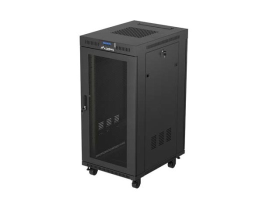 DULAP DE INSTALARE RACKMOUNT 19" 24U 600X800 NEGRU LCD PERFORAT UȘĂ LANBERG (PACHET PLAT) V2
