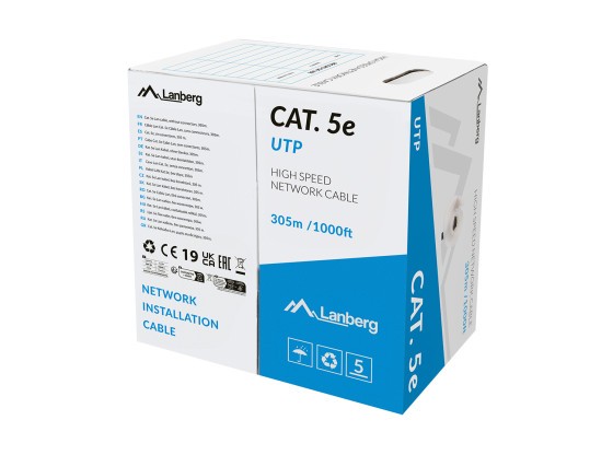 LAN CABLU CAT.5E UTP 305M SOLID CU LSZH GRI CPR + FLUKE TRECUT LANBERG