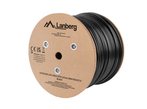 LAN CABLU CAT.6A SFTP 305M SOLID ÎN AER LIBER CU NEGRU FLUKE TRECUT LANBERG