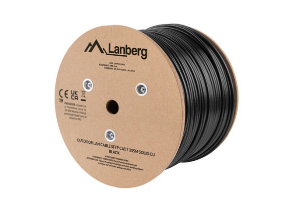 LAN CABLU CAT.7 SFTP 305M SOLID ÎN AER LIBER CU NEGRU FLUKE TRECUT LANBERG